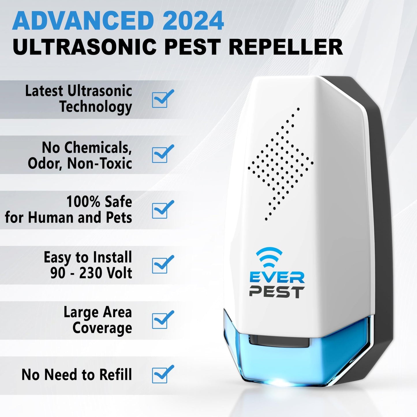 Ultrasonic Pest Conttol Plug in 2 Pack Electronic Insect Defender Roach Bed Bug